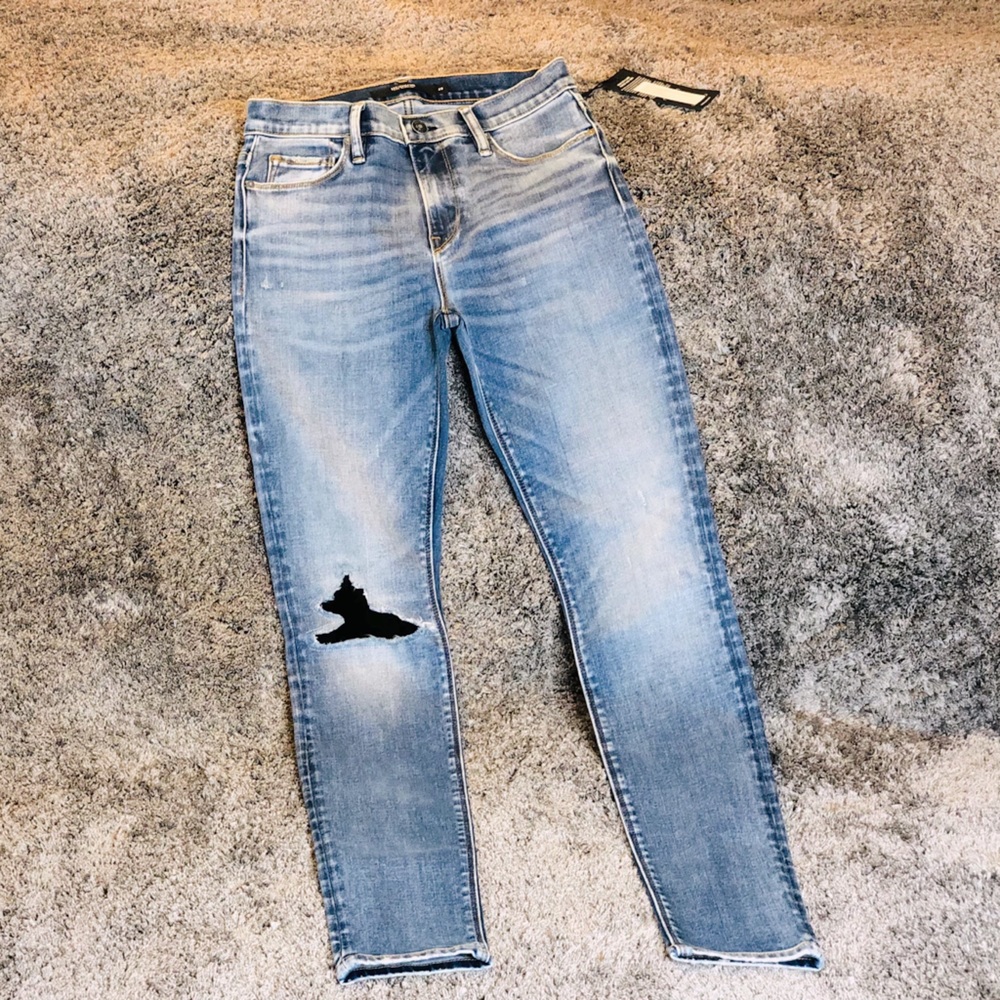 NWT Hudson High Rise Skinny Velvet Patched Jeans
